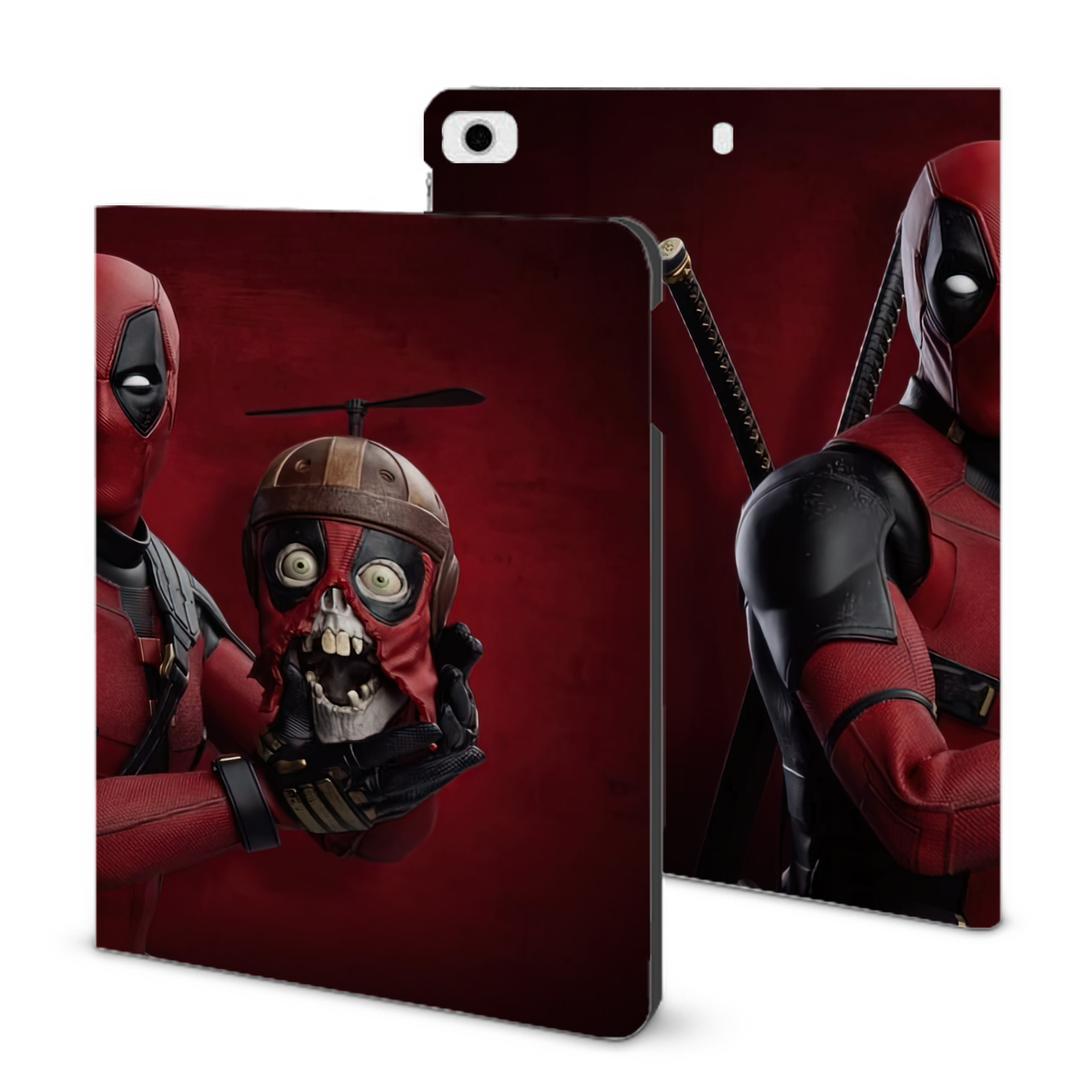 （画像用） Deadpool デッドプール IPad ケース ブック型 PUレザー TPU 耐衝撃 軽量 薄型 ペン収納なし 全面保護 IPad 各モデル対応